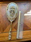 Vintage Vanity  Hair Brush   Comb Set Gold Antique