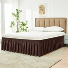 Wrap Around Bed Skirts For Queen Beds 15  Drop  Brown Adjustable Elastic Dust   
