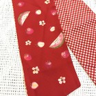 Double Sided Reversible Long Angled Lightweight Red Gingham Scarf Fruit Print