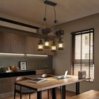 Rustic 4 Heads Chandelier Wood Industrial Ceiling Lamp Pendant Light Fixture Usa