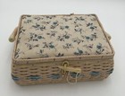 Azar Vintage Hand Made Woven Wicker Sewing Basket Box Floral W  Insert