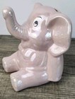 Vtg Elephant Lusterware Porcelain Figure Piggy Bank Pink No Cork