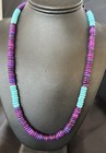 Purple Sugilite Blue Turquoise Bead Navajo Sterling Silver Necklace 22  17915