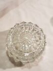 Decorative Vintage Clear Glass Powder Jar W Fit Lid Beautiful Trinket Container 