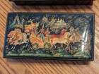 Vintage Russian Palekh Lacquer Box Lot Of 2 Hand Painted Signed Fairy Tale Art