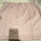 Shinestar Women s Pink Faux Suede Solid Mini Skirt L Zip Closure New Tags