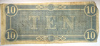 1864  10 Confederate States Of America Note Richmond Va  Bw6