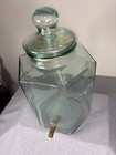 Sve Italy Green Glass Beverage Dispenser Hexagon Brass Spigot With Lid