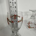 Vintage Christmas Poinsettia Ribbon Wine Water Goblets Glasses Set Of 4