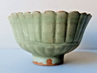 Song Dynasty Longquan Celadon Bowl  Chrysanthemum Pattern  Fluted Rim 3 1 2  W