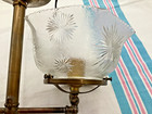 Antique Gas electric Ceiling Fixture Electrified  Starburst Shades   5307