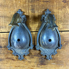 Vintage Pair Ornate Metal Wall Sconce Backplates   Arm Parts  Aluminum  brass
