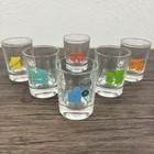 6 Mcm Vintage Shot Glasses Numbered Edelglas Wien Austria Glass Set Bar Nos New