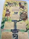 Vtg 1983 Paper Scroll Wall Hanging Calendar With Advertising Animals Deer Birds