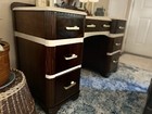 1930s-1940s Walnut Art Deco Vintage Vanity 
