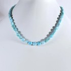Natural Blue Larimar 4x6mm Beaded Necklace 925 Sterling Silver Handmade 18  Gift