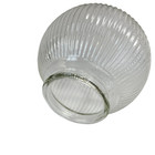 Vintage Glass Globe Light Shade Holophane Clear Ribbed Mid Century Modern Retro