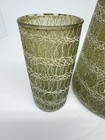 Vtg Mid Century Modern Green Spaghetti Drizzle String Pitcher With 2 Glasses
