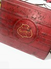 Vtg Falstaff Beer Embossed Metal Portable Cooler Ice Box Dark Red Maroon wh2