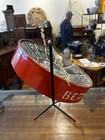 Vintage Handpainted Steel Pan Drum With Stand Bermuda Calypso Folk Art 11-1 2