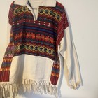 Vintage Guatemalan Bohemian Hippie 60   s Handwoven Embroidered  Boxy Shirt M l