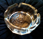  Vintage Ashtray Clear Glass Round Bubble Textured Glass 4  Mcm 