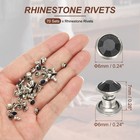 6mm Leather Rivets  70 Sets Rhinestone Studs Rivet  Black Silver Tone