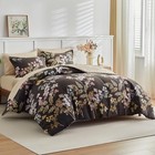 Aikasy Bed In A Bag 7 Pieces Size - Floral Print - Soft Microfiber  Queen Black