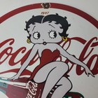 Vintage Coca Cola Sign - Betty Boop Bottle Doll Gas Pump Porcelain Sign