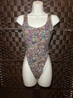 Vintage 80s 90s Flexatard Bodysuit Leggings Set High Cut Geometric 