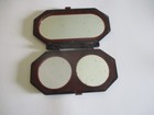 Vtg  Compact Mirrors W brown Bake-lite Or Celluloid Case 1 Reg  2 Magnifying Guc