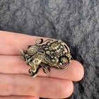 Old Ancient Chinese Tibetan Buddhism Copper Snow Lion Hydrangea Pendant Amulet