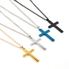 Cross Pendant Necklace Stainless Steel Plated Silver Gold Men Women Cuban Chain