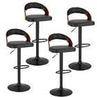 Set Of 4 Bar Stool Adjustable Pu Leather Counter Kitchen Swivel Chair Brown