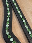 Custom Leather Browband - Sewn-in Glass Rhinestones - Shades Of Green - 13-18   