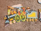 Vintage Thick Cardboard Children s Wall Decor Alphabet Train Animals Mcm Retro 