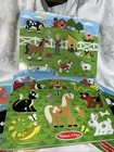 Melissa   Doug Wooden Puzzle Lot 4 Farm Animals Sea Creatures Farmer Musical