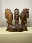 Vintage 3 Wooden Wise Sitting Monkeys Hand Carved 4 75    See  Hear  Speak