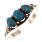 Native American Sterling Silver Turquoise Cuff Bracelet 6 Inches