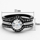 1 90 Ct Round Cut Cz Black Stainless Steel Wedding Ring Set Women s Size 5-10
