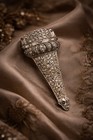 Art Deco 1930s Rhinestone Torch Fur Clip Vintage Patina Pave Pin