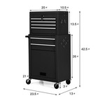 2 In 1 Black Rolling Cabinet Storage Chest Box Garage Toolbox Organizer W  6