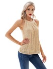 Sparkly Sequin Halter Top For Women - Sleeveless Ruched Flowy Tank Party Shirt
