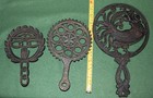 3 Vintage Cast Iron Wilton Trivets 