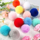 46pcs Diy 8cm Faux Rabbit Fur Pom Pom Ball With Elastic Band For Beanie Hat Key