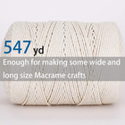 Macrame Cord 3mm Natural Cotton Rope 547yd Twist For Wall Hanging Plant Hangers