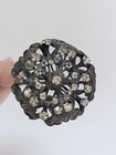 Antique Victorian 9  Hat Pin Ornate Filigree Rhinestone Paste Gunmetal Patina