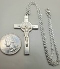 Italy Signed Cross   Rosary  mary Medallion  Necklace  2 Cross Pendants  1 Chain