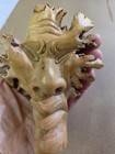 Vintage Carved Wooden Sculpture Figurine Art Face Statue Folk Wood Tree Trunk