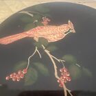 Otagiri Coaster Set Black Lacquer Cardinal Bird Vintage Set Of 4